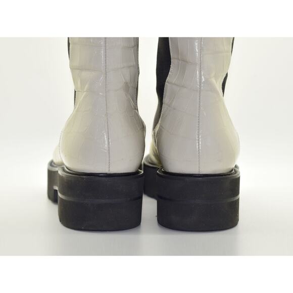 C0 STUART WEITZMAN Presley Oat White Leather Ultralift Platform Boots Size 11.5 - Picture 6 of 12